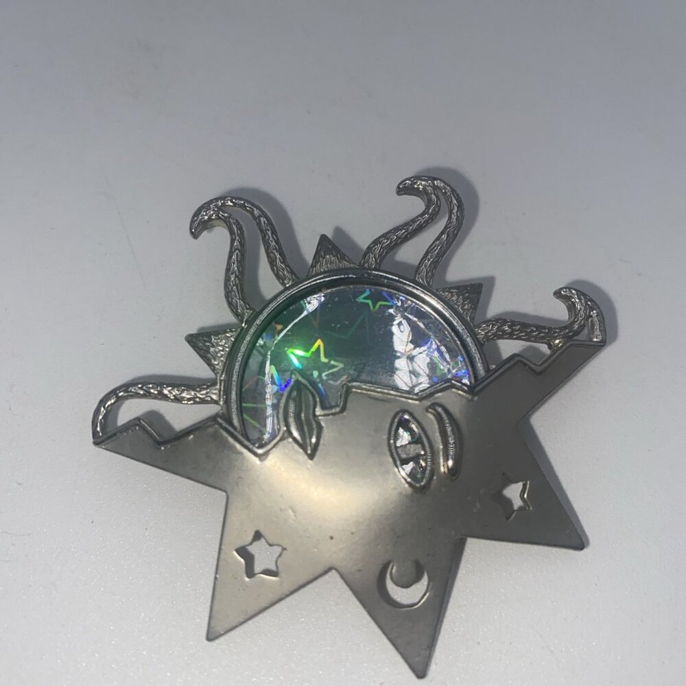 Vintage JJ Jonette Silver Tone Sun Moon Star Brooch Pin - Picture 4 of 5